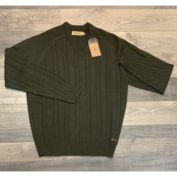 P.G.‎ Field Army Green Men's Jumper Sweater Size Medium NWT - Picture 2 of 11